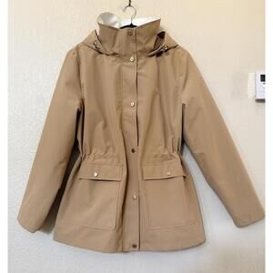 New LAUREN Ralph Lauren Anorak Hooded Contrast Trim Windbreaker In Tan Sz XL